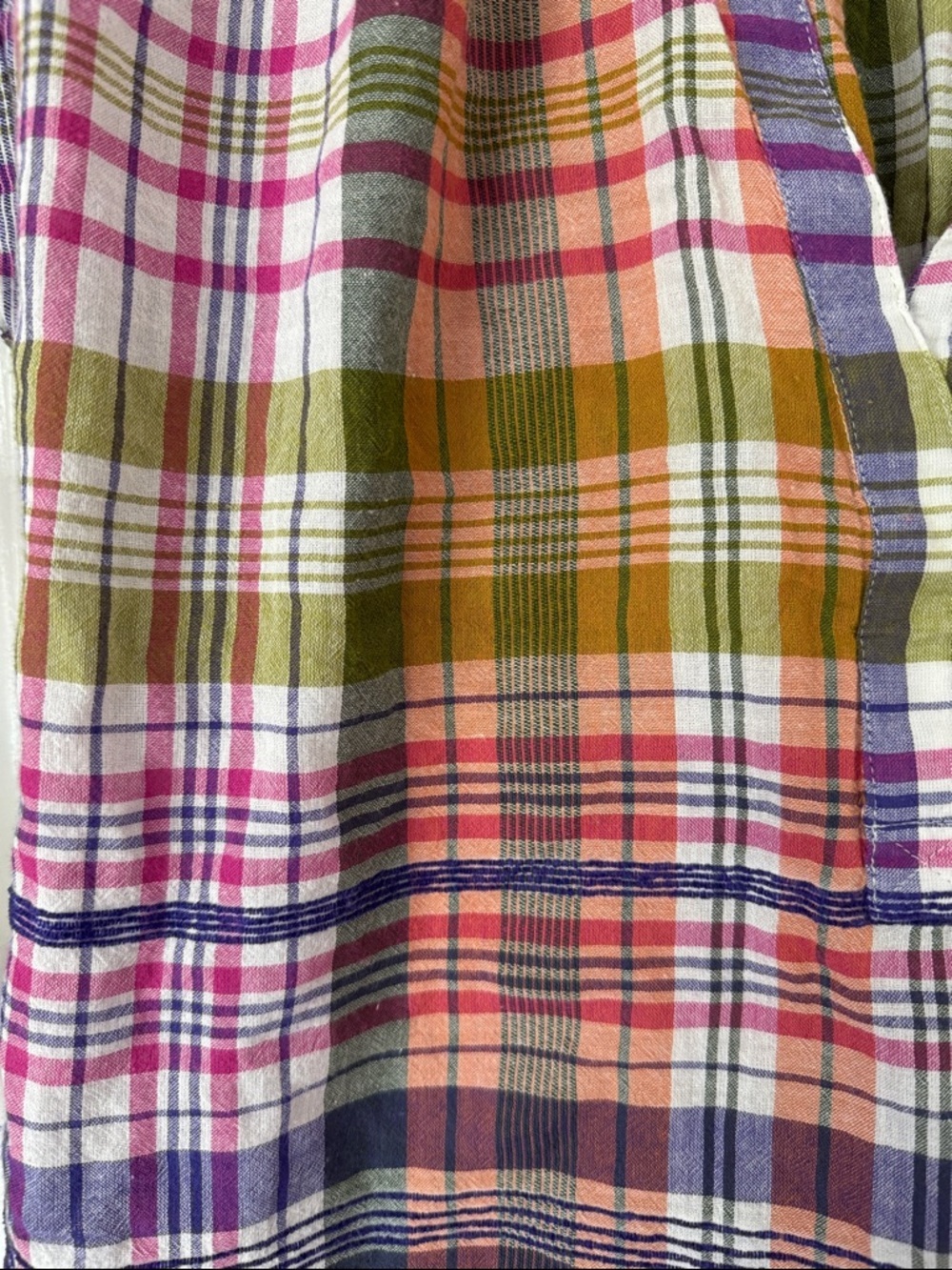 Pilcro Anthropologie 100% Cotton Multicolor Plaid Popover Top with Cinched Back - Picture 7 of 8